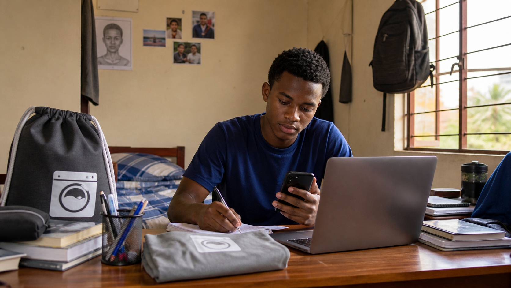Nigerian university student planning a campus laundry service